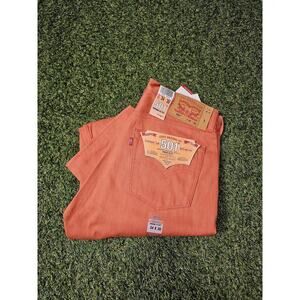 LEVI'S 501 Jeans NWT Button Fly Shrink to Fit Pink Coral Straight Mens 34 x 30